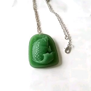 Lucky jade fish necklace Burmese